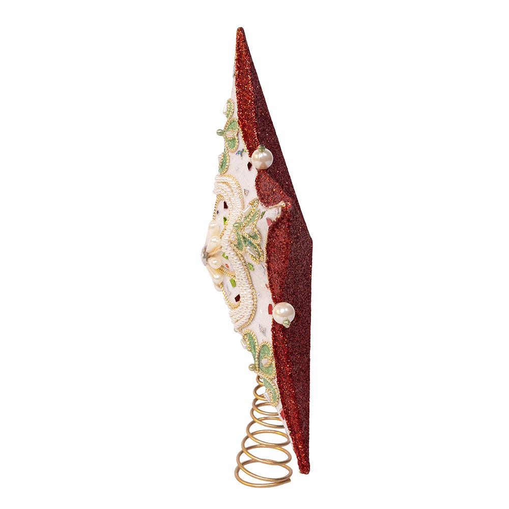 Kurt Adler 13.5-Inch Red, Green and White Mistletoe Star Tree Topper